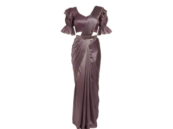 Satin belted saree