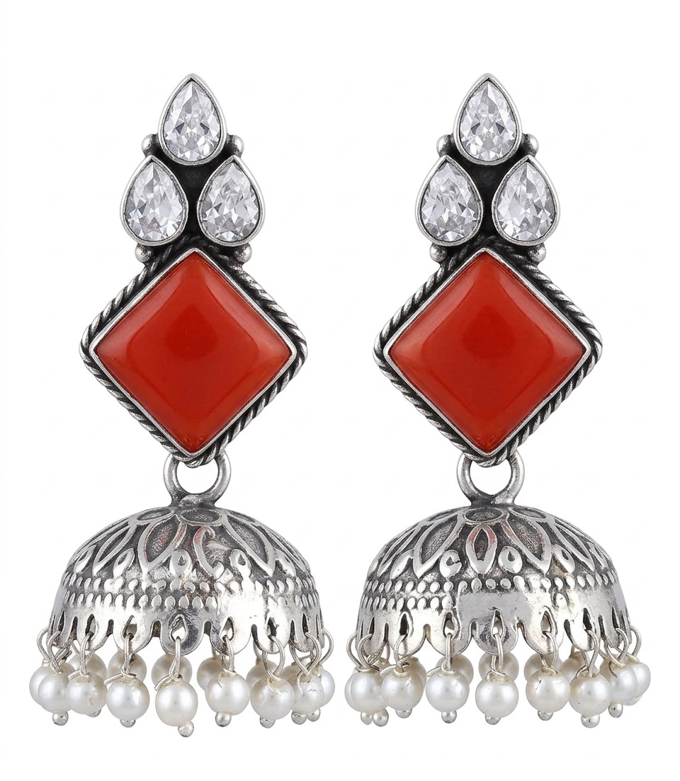 Red stone earring