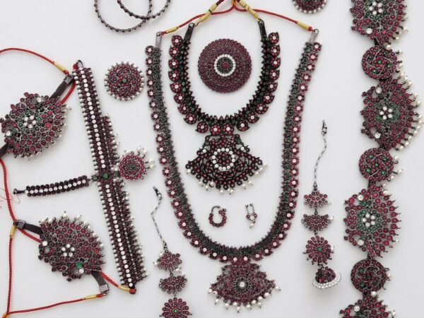 Silver black Arak flower set