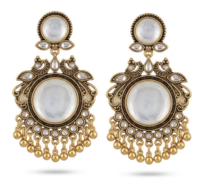 White pearl earring