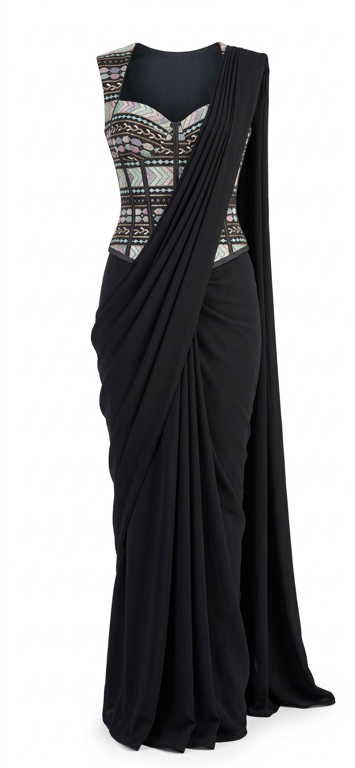 Black corset saree