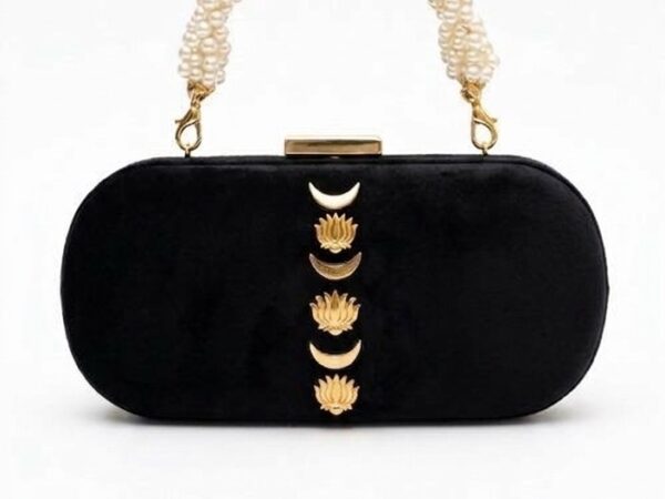 Black velvet heritage clutch