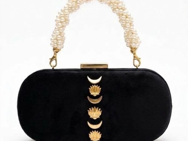 Black velvet heritage clutch