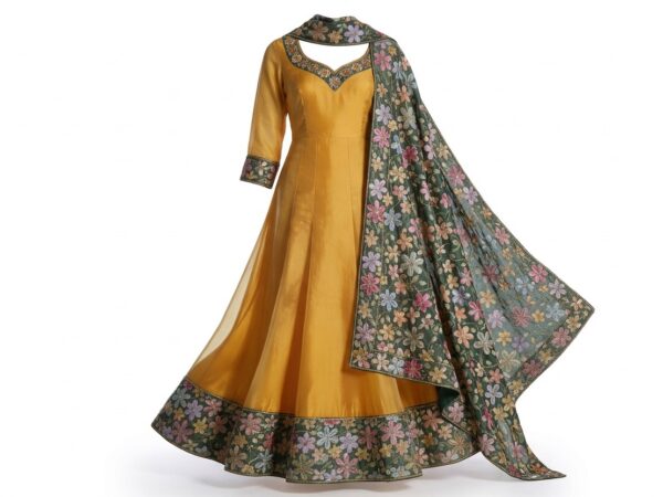 Manjaal flower salwar