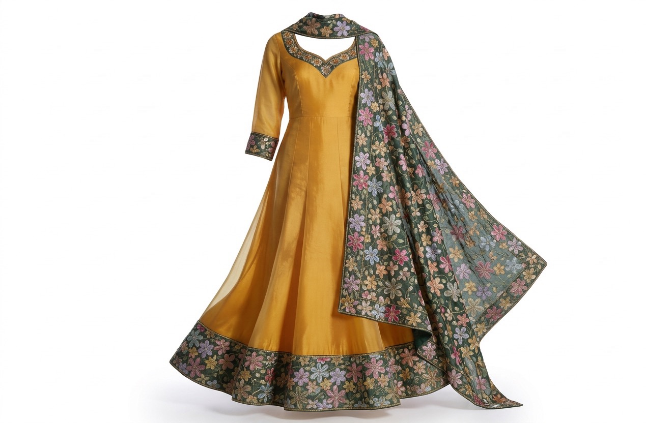 Manjaal flower salwar