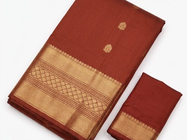 Red golden maroon koorai saree