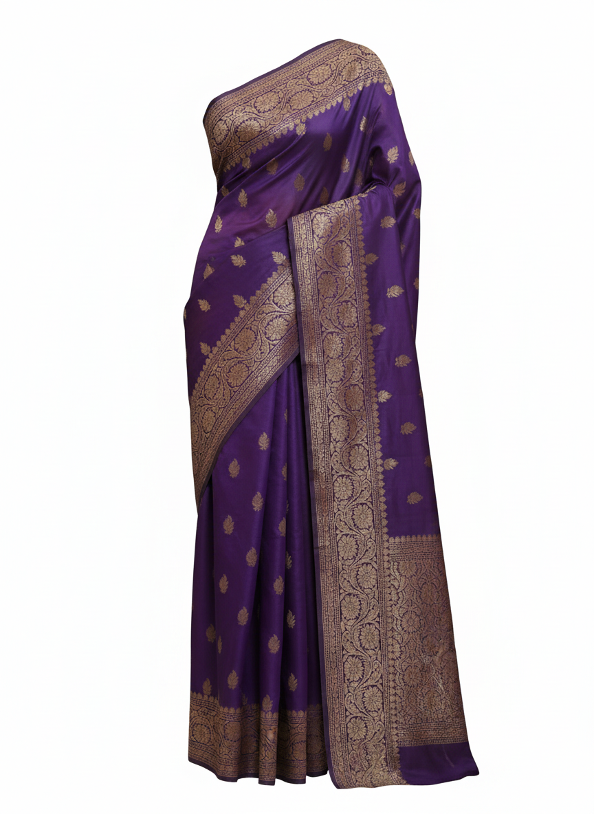Deep purple manavarai saree