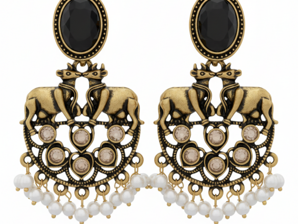 Black stone earring